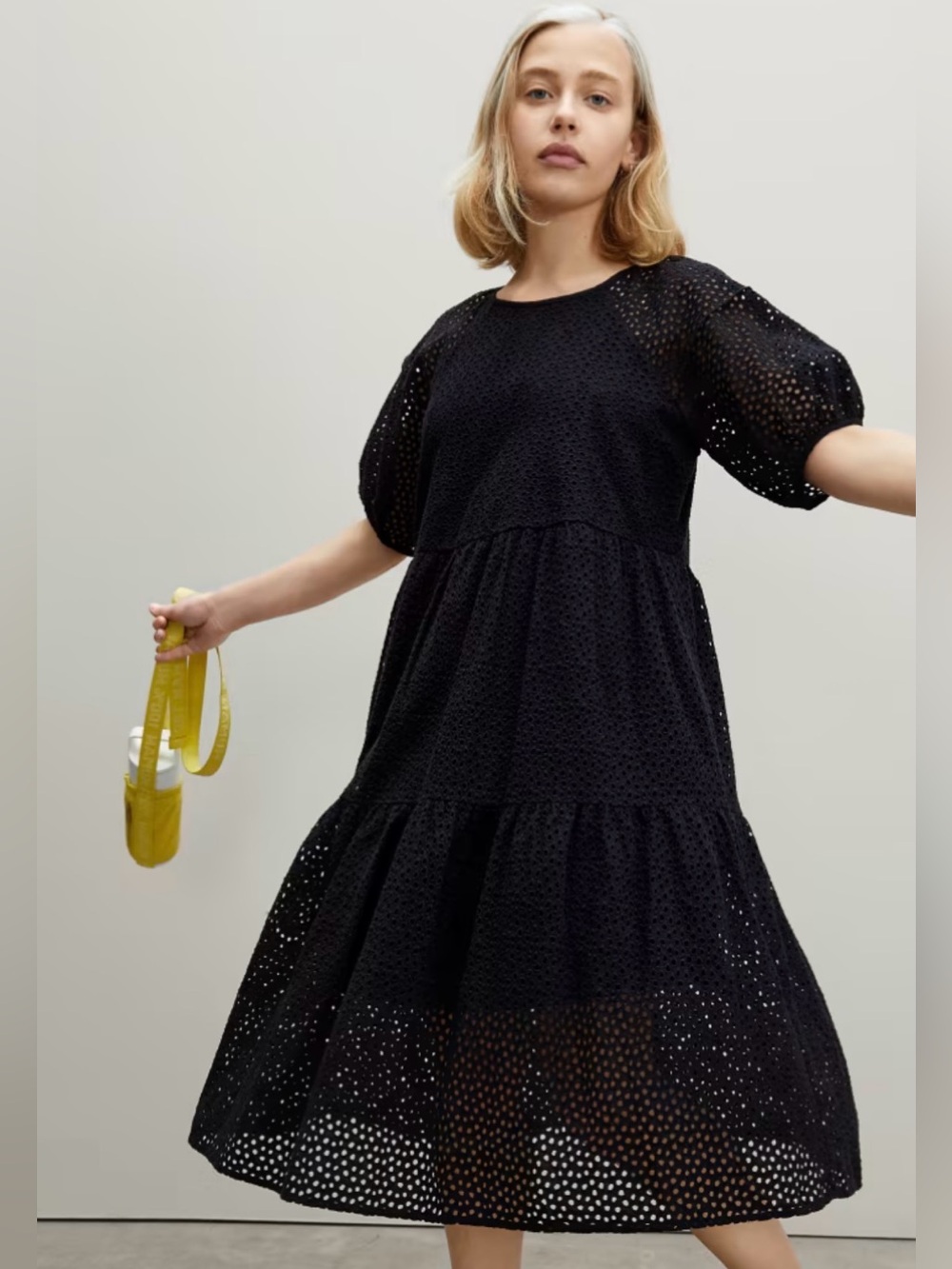 Everlane Eyelet Dress Black M